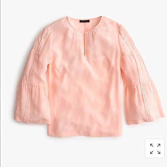 J. Crew Tops - NWT JCREW EMBROID BELL SLEEVE 💯% SILK TOP